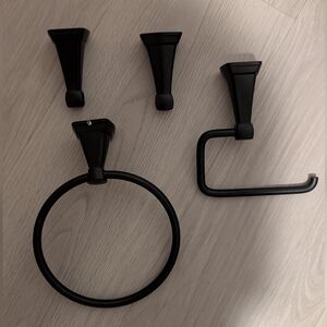Steel Wall Mount 4PC Bath Hardware Set Matte Black